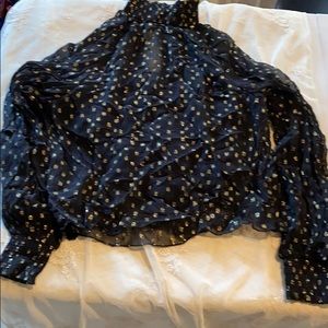 Keyhole back sheer metallic top